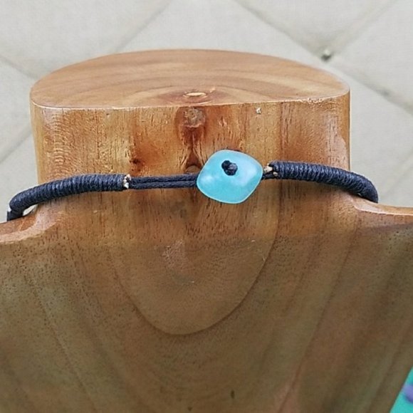 Aqua Blue Tiered Statement Necklace Layered Beads Preppy Boho Colorful Vacation - Picture 3 of 5